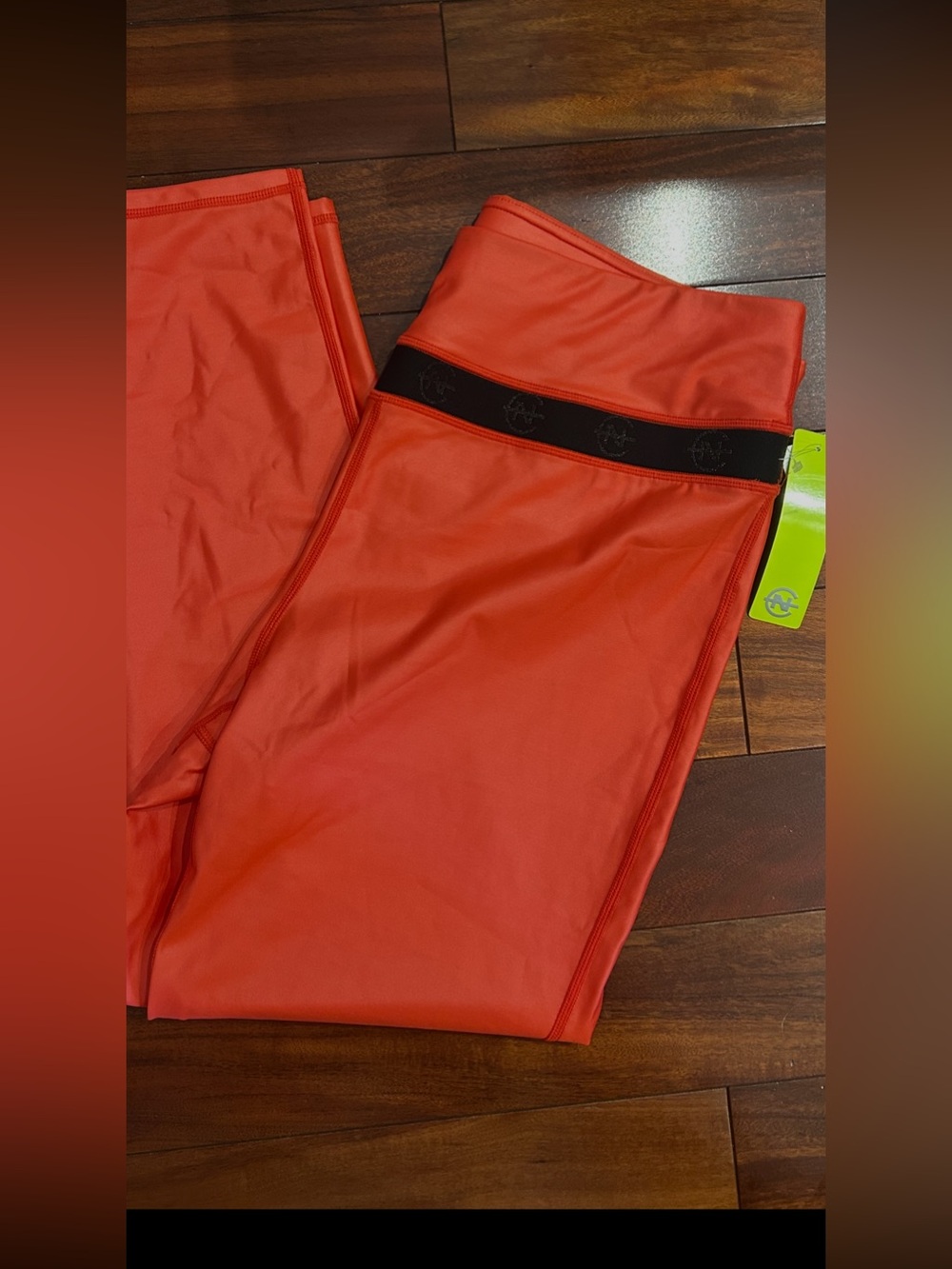 NWT-Nautica Competition Neon Coral Cropped Athletic Leggings XL - Picture 5 of 5